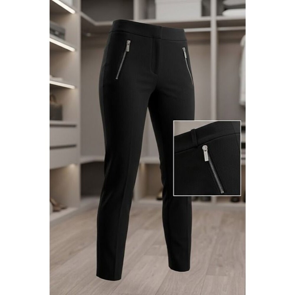 Calvin Klein Black Ankle Pants Size 4, Stretch Waist Slim Trousers - Picture 2 of 10